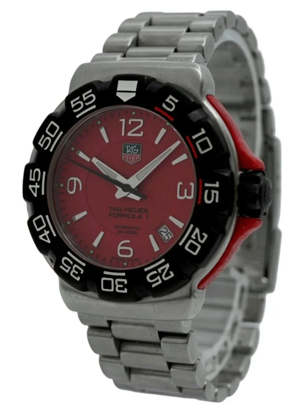 Tag Heuer 41mm Men's Formula 1 Swiss Made Red Dial SS Swiss Watch! Ref: WAC1113!
